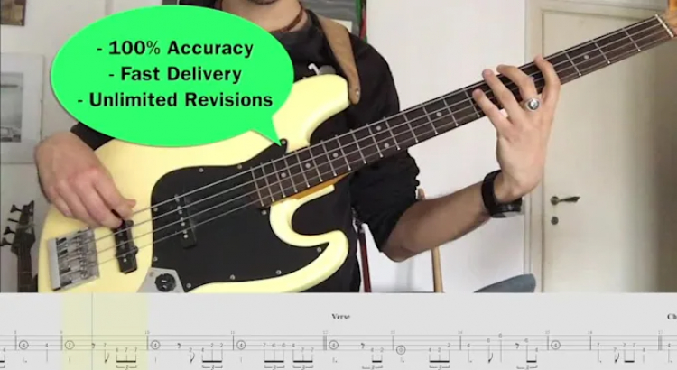 I will transcribe bass from any song to sheet music and tab
