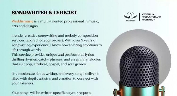 I will PRO LYRICS + SONGWRITING - POP, AFROBEAT, R&B, HIP POP/TRAP