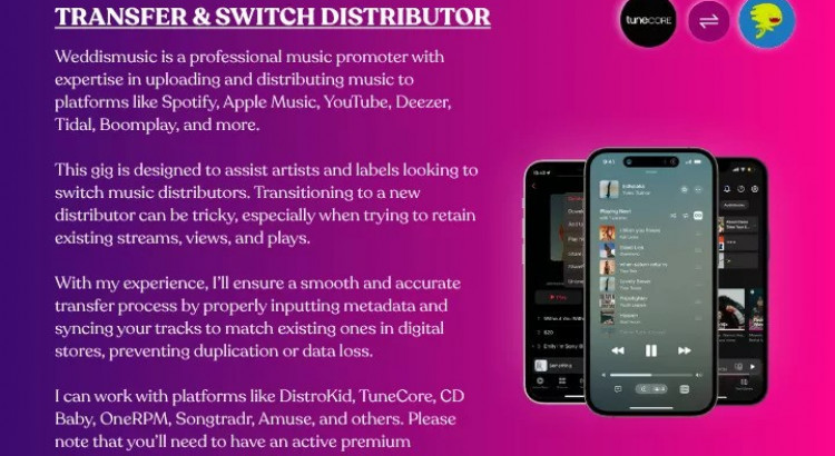 I will I will transfer your songs from one distributor to another and maintain your profile