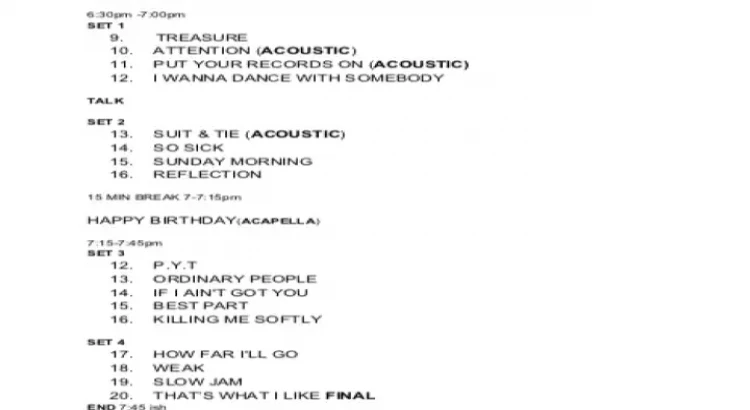 I will Set list creator// gigs & events